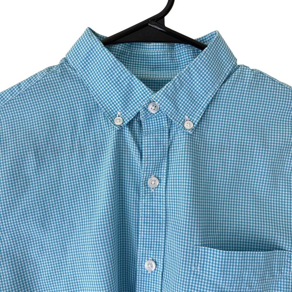 Bonobos Men’s S Slim Fit Button Down Shirt Teal Gingham Cotton Lightweight EUC